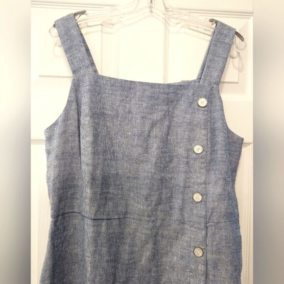 J.McLaughlin Leah Linen-Blend Midi chambray button front sleeveless Dress sz 14 - Picture 5 of 11